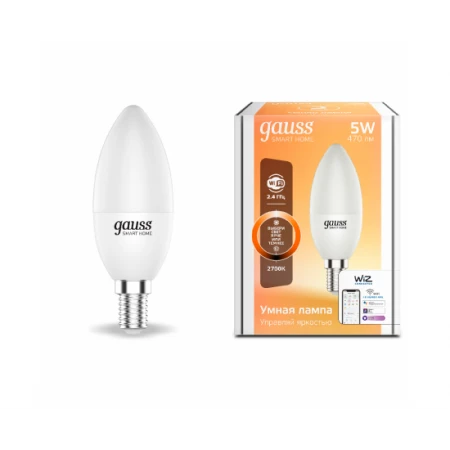 ЛАМПА СВЕТОДИОДНАЯ GAUSS SMART HOME DIM E14 C37 5 ВТ 2700К 1/10/40