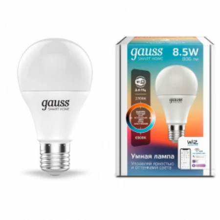 Лампа светодиодная GAUSS SMART HOME DIM+CCT E27 A60 8.5 ВТ 1/10/100