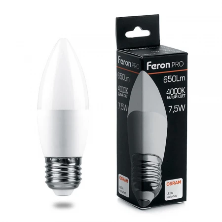 Лампа светодиодная Feron.PRO LB-1307 Свеча E27 7.5W 4000K OSRAM LED