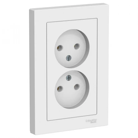Розетка двойная 2К Systeme Electric AtlasDesign 16A 250V белая ATN000120