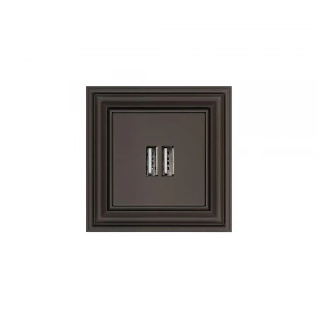 Розетка 2xUSB Liregus Retro коричневый омбре 29-016