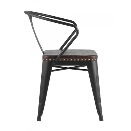 Барный стул Tolix Arms Soft с подлокотниками черный матовый LF718H MATTE BLACK 3474+PU7005
