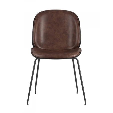 Барный стул Stool Group Турин со спинкой коричневый экокожа черные ножки 9329C BROWN
