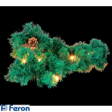 Гирлянда светодиодная мишура "ветка елки", 270см, 3*aa, 48led, 2.88w, ip20, cl560