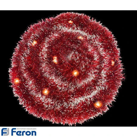 Гирлянда светодиодная мишура "красный с белым", 2м, 230v/50hz, 20led, 1.28w, ip20, cl120