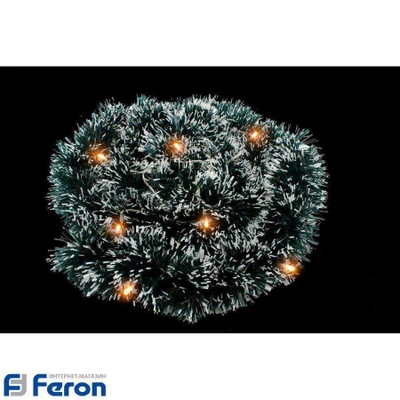 Гирлянда светодиодная мишура "зеленый с белым", 2м, 230v/50hz, 20led, 1.28w, ip20, cl120